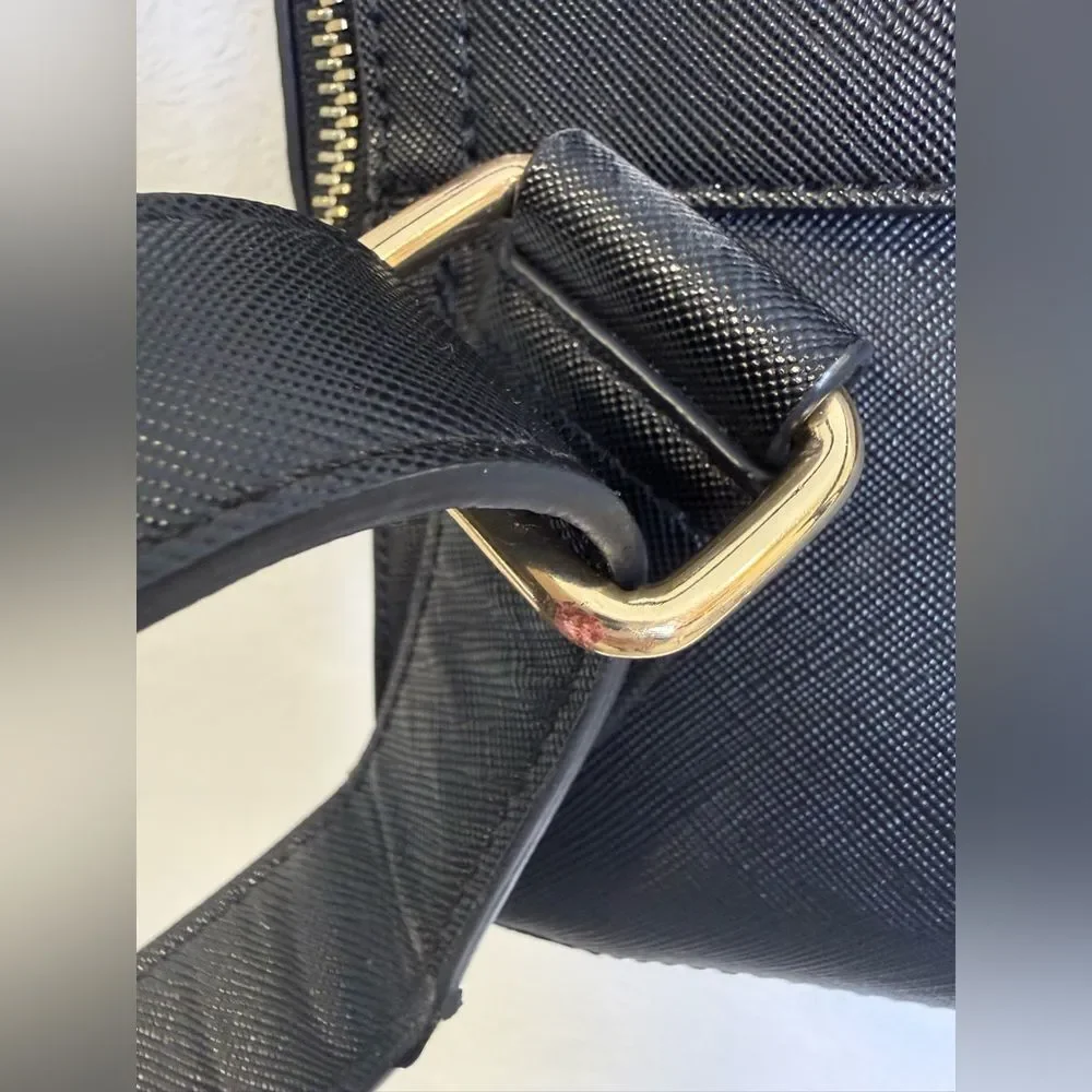 Calpak Kaya Black Laptop Backpack Gold Accents
